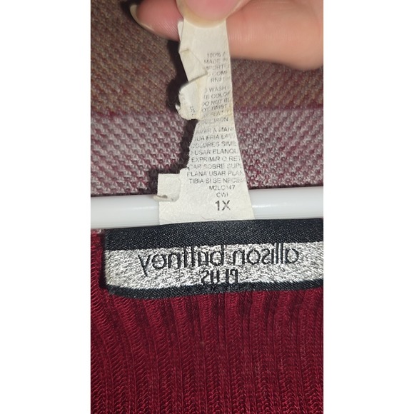 Allison Brittney Cardigan 1X Plus Red Longline Open Front Aztec Southwestern - Picture 4 of 9